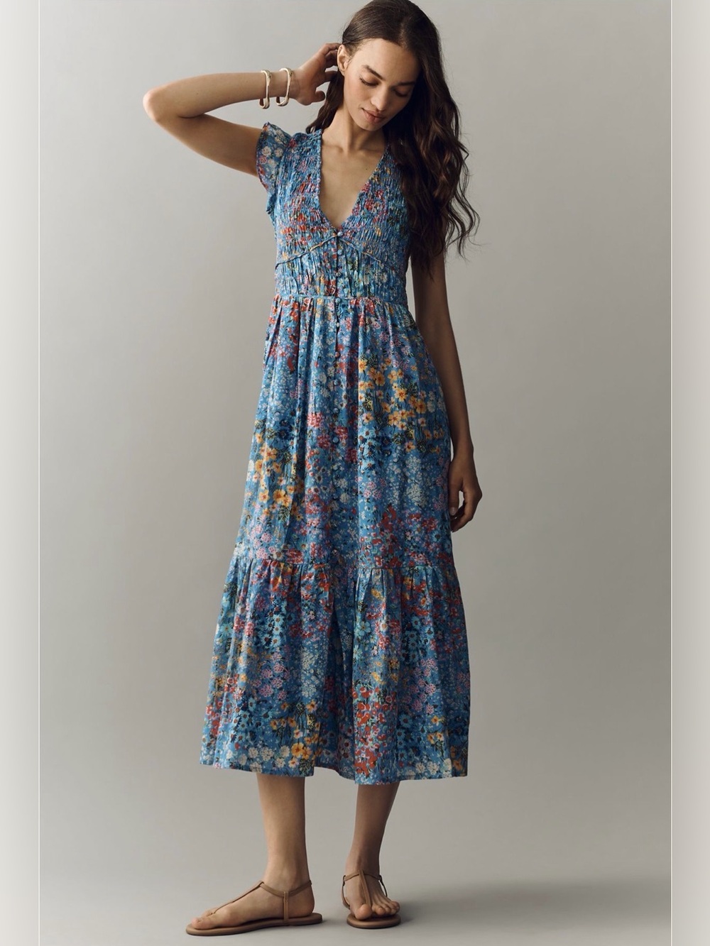 Anthropologie Peregrine V-Neck Midi Dress NWT - Picture 3 of 8